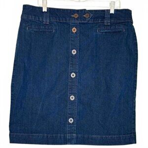 Vintage Denim Dark Wash Skirt 14 Erika Button Front 2 Pockets